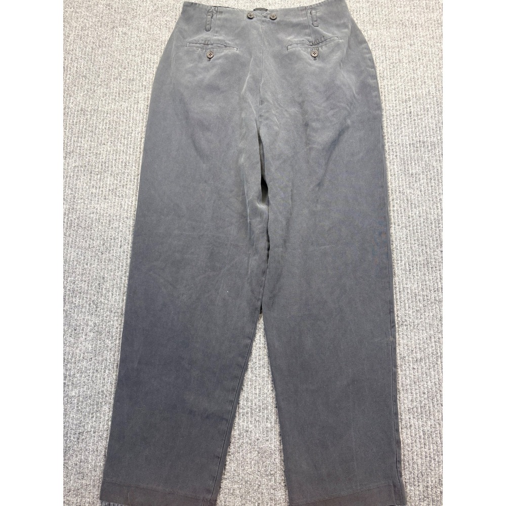 J. Peterman Womens Navy Blue High Waisted Pleated Twill Trousers Pants Size 8